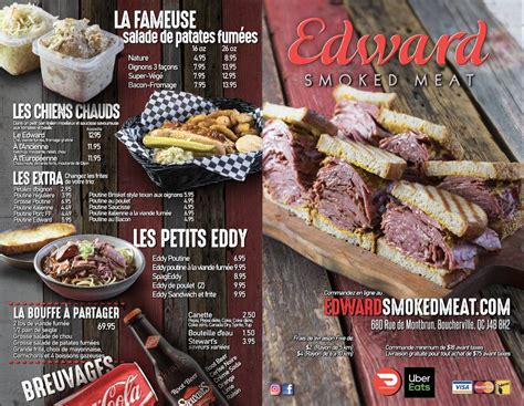 edward boucherville|Menu au Edward Smoked Meat restaurant, Boucherville